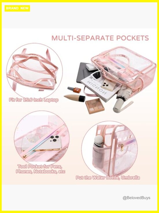 Clear Travel Tote Backpack Stadium Approved Crossbody Messenger Shoulder Handbag main image 7
